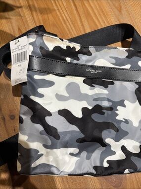 Michael Kors Black, Gray & White Camo Messenger Bag